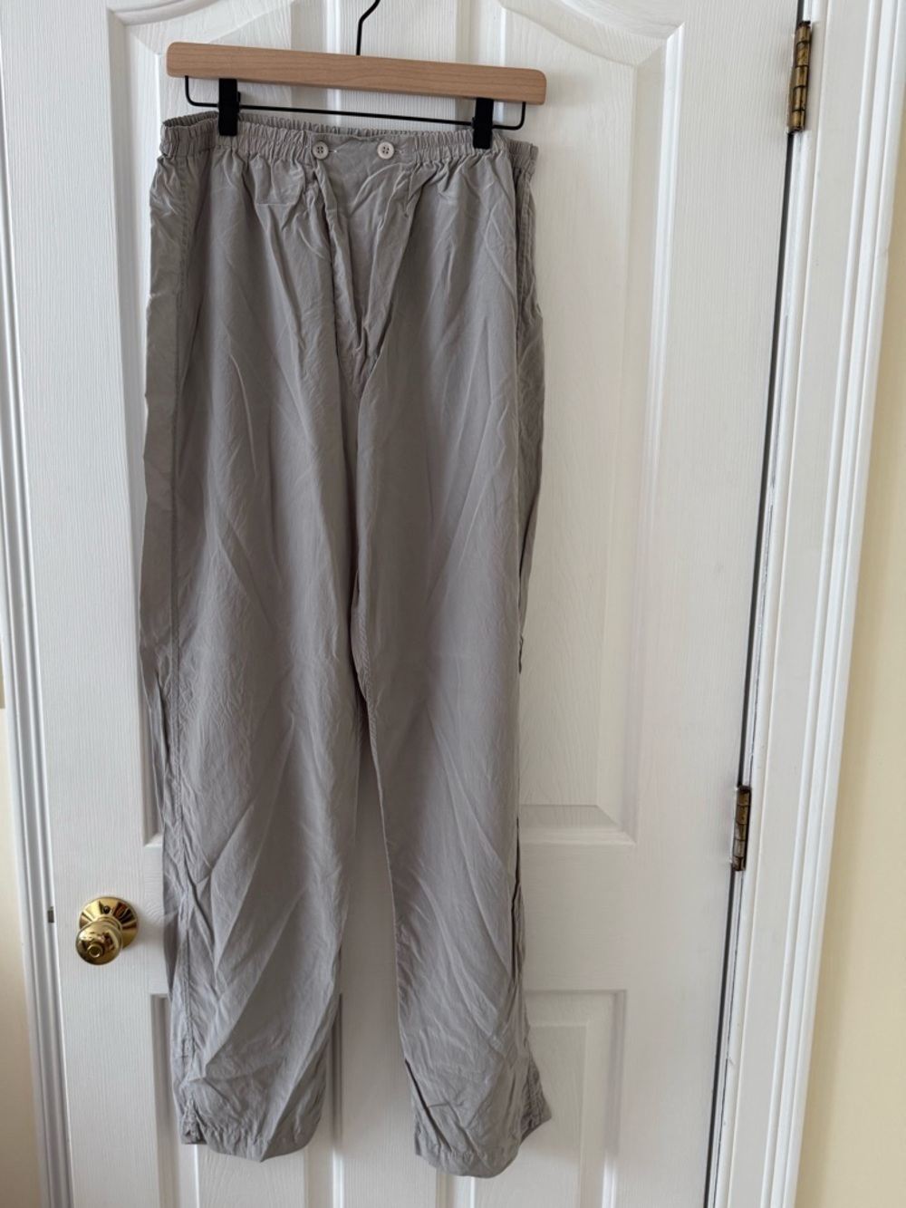 Vintage Light Gray Women Elastic-Waist Trouser